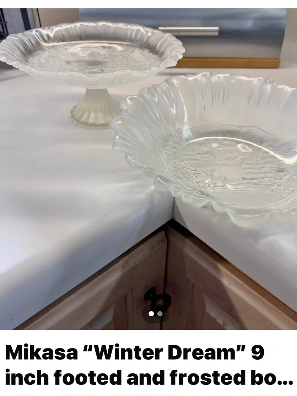 Mikasa Frosted Glass Footed Bowl Set - White Frost